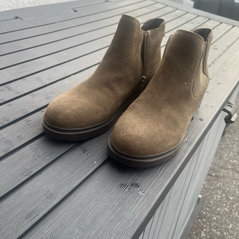 Easy Spirit Warm, Dry Olive Green Suede Ankle Boots